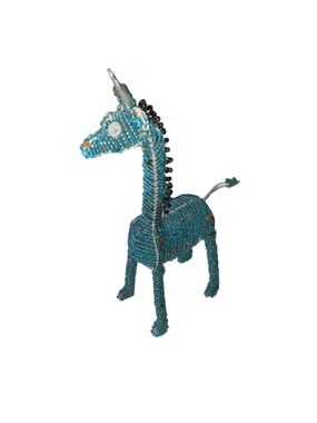 Unbranded Teal Beaded Giraffe Sculpture One Size